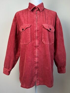 VTG At Last Corduroy Utility Jacket Coral Pink Grunge Skater Workwear Shacket